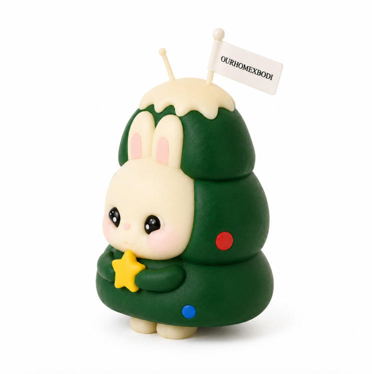 Christmas Tree Bunny Candle