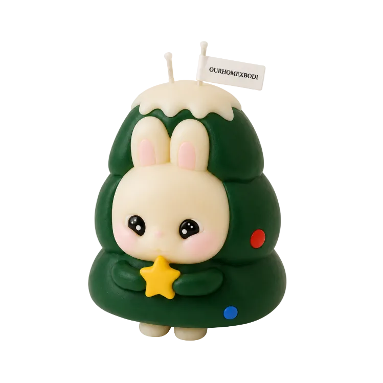 Christmas Tree Bunny Candle
