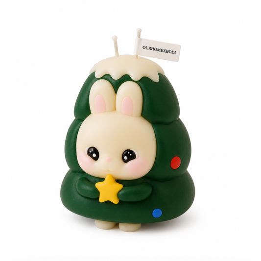 Christmas Tree Bunny Candle