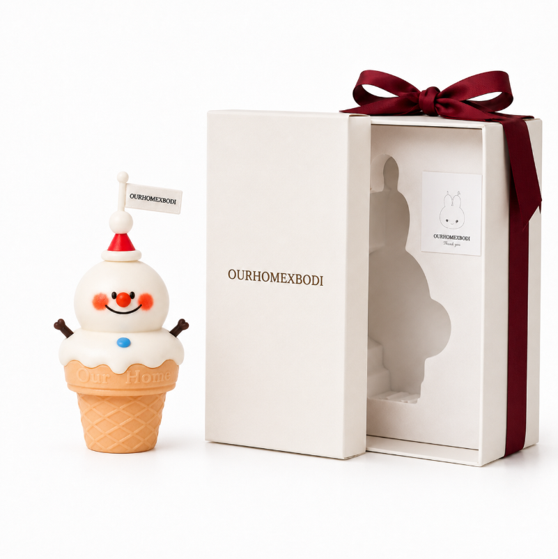 Snowman Ice Cream Candle Gift Set